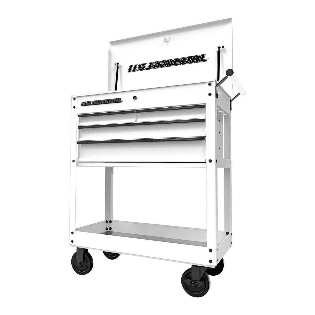 U.S. GENERAL 30 in., 4-Drawer Tech Cart, Red