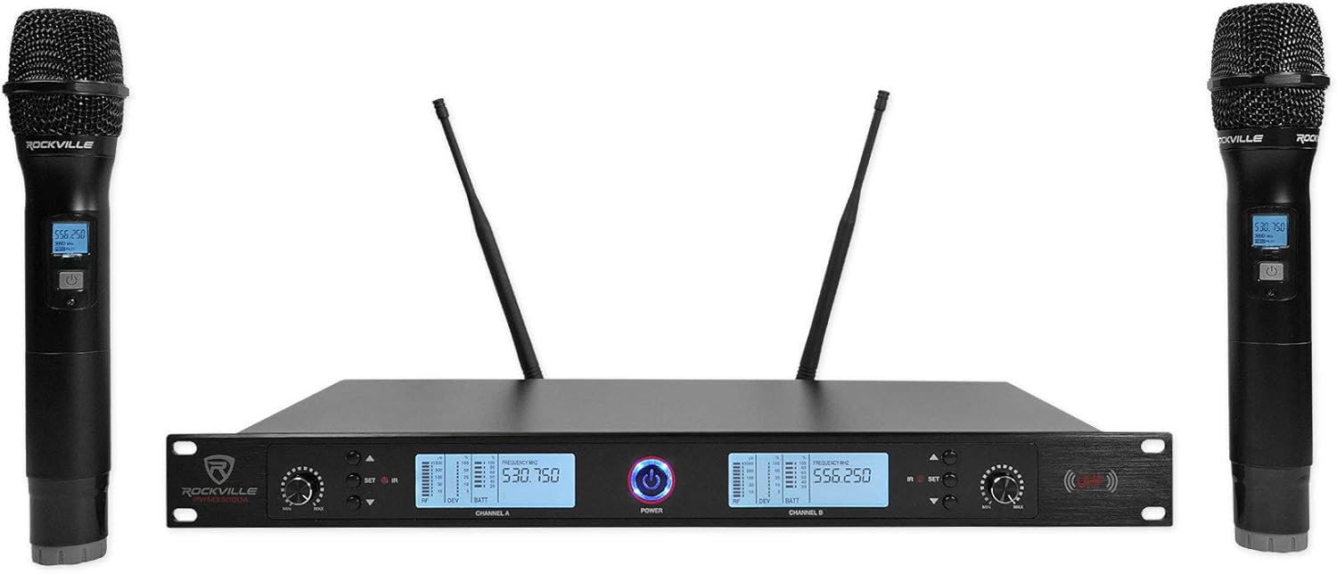 Rockville RWM-4Z Quad Wireless UHF Handheld/Headset Microphone System 20 Channel