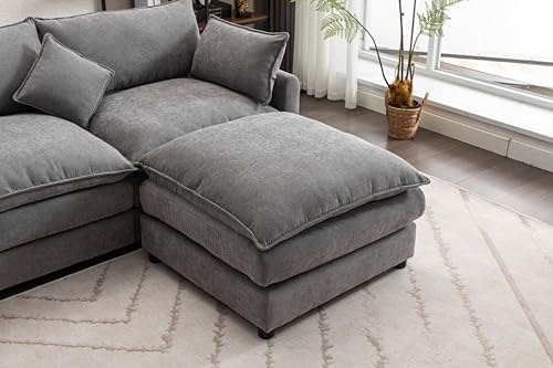 110.63" Modular Sectional Sofa, U Shaped Sofa Couch with Double Chaises 4 Pillows, High Supportive & Soft Sponges, Oversized Sleeper Sectionals Sofa Couch for Living Room, Apartment Beige