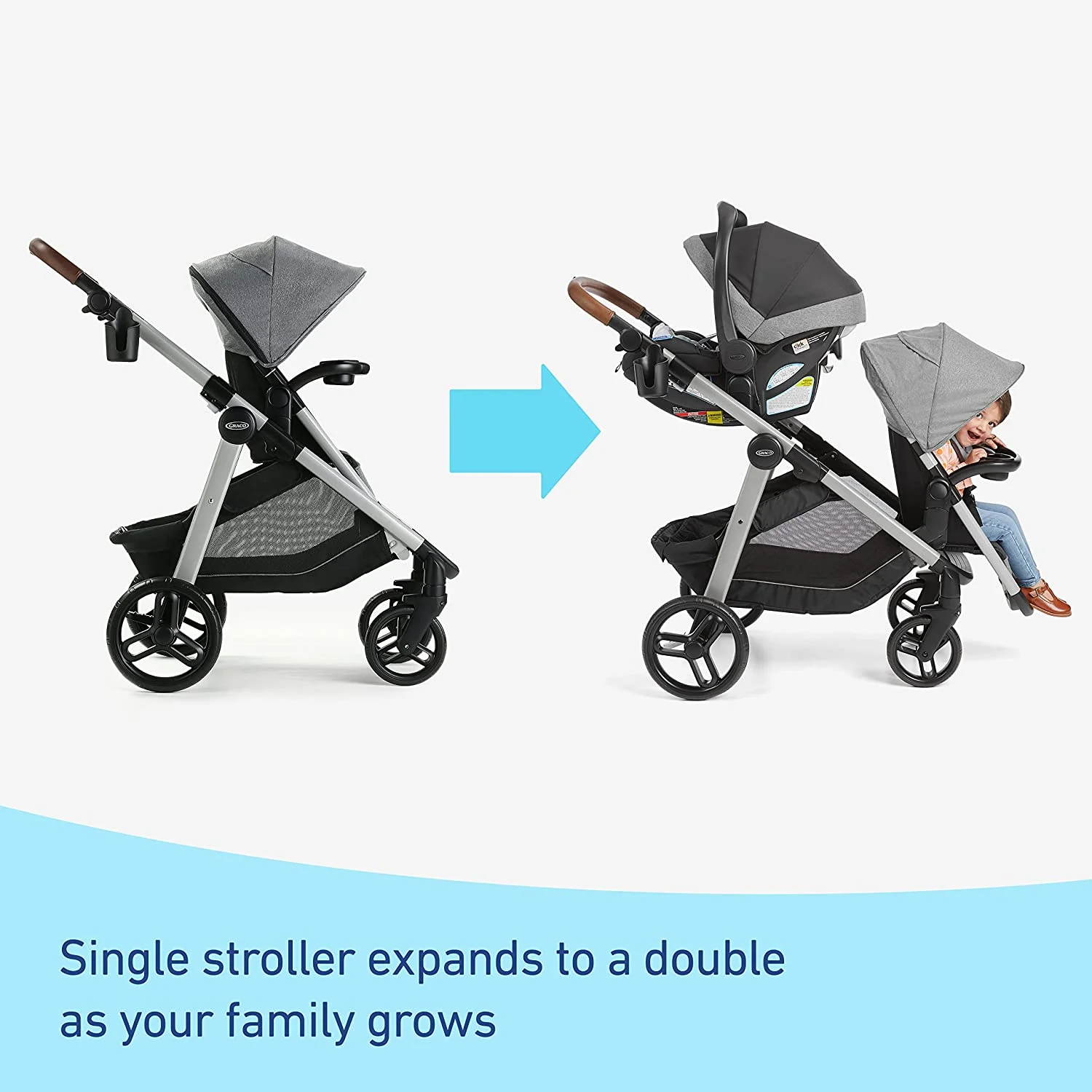 Graco Modes Nest2Grow Stroller, Black, 21.96 lbs