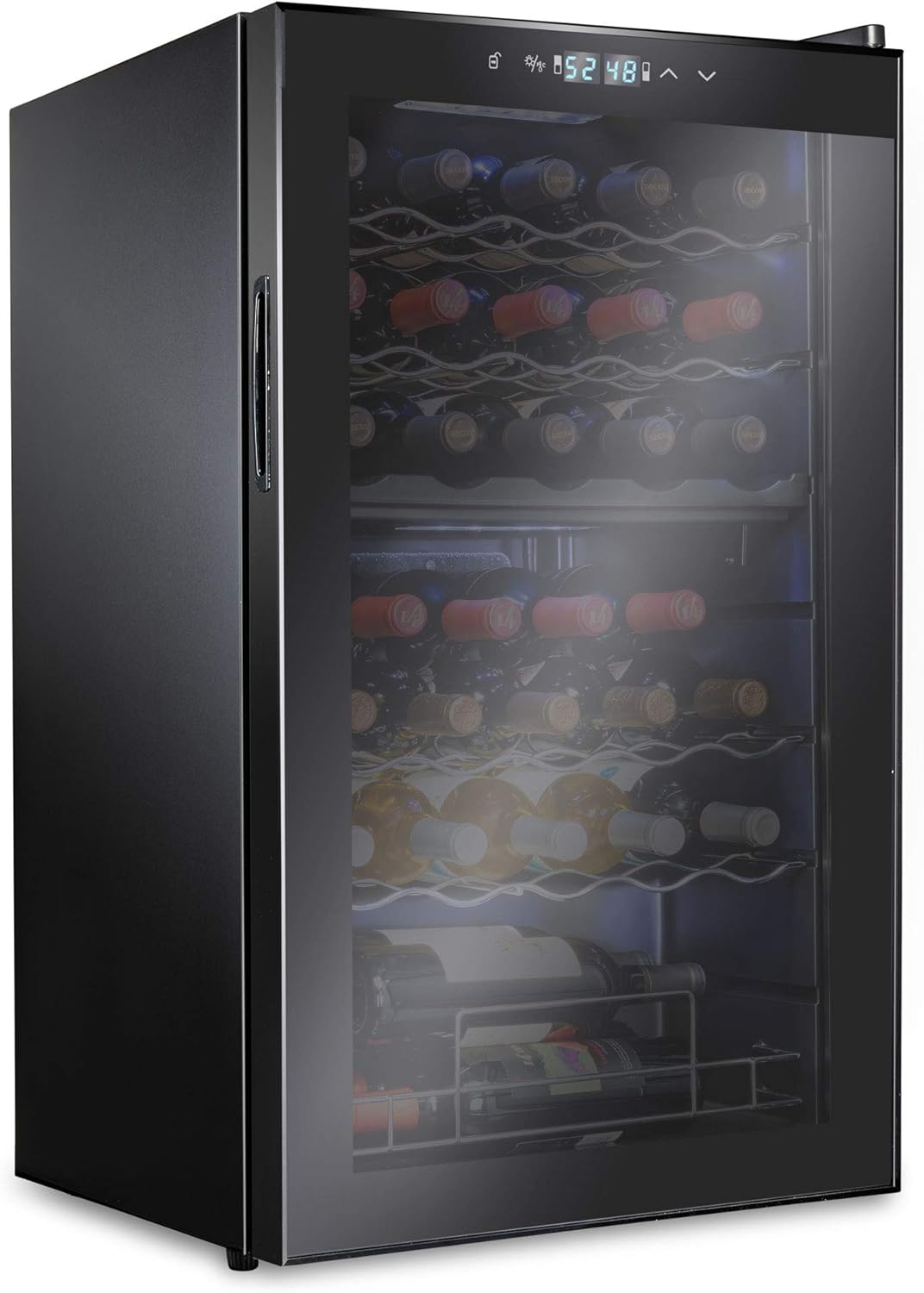 Ivation 33 Bottle Dual Zone Wine Cooler Refrigerator | Large Freestanding Wine Cellar For Red, White, Champagne & Sparkling Wine | 41f - 64f Touch Digital Temperature Control Fridge Glass Door Black