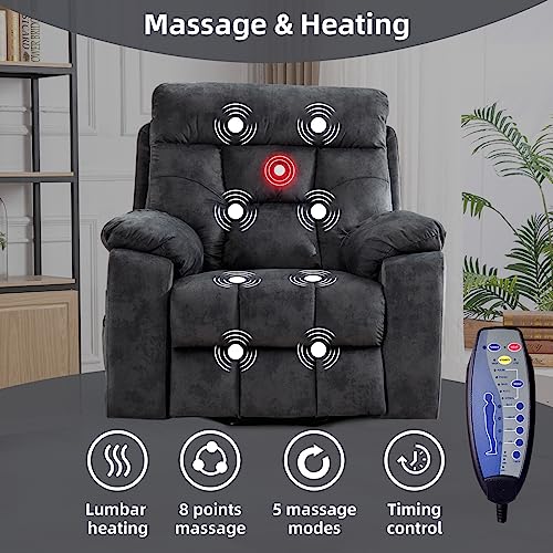 CANMOV Large Power Lift Recliner Chair with Massage and Heat for Elderly Big and Tall People, Overstuffed Wide Recliners with 2 Cup Holders, Side Pocket and USB Port, Camel