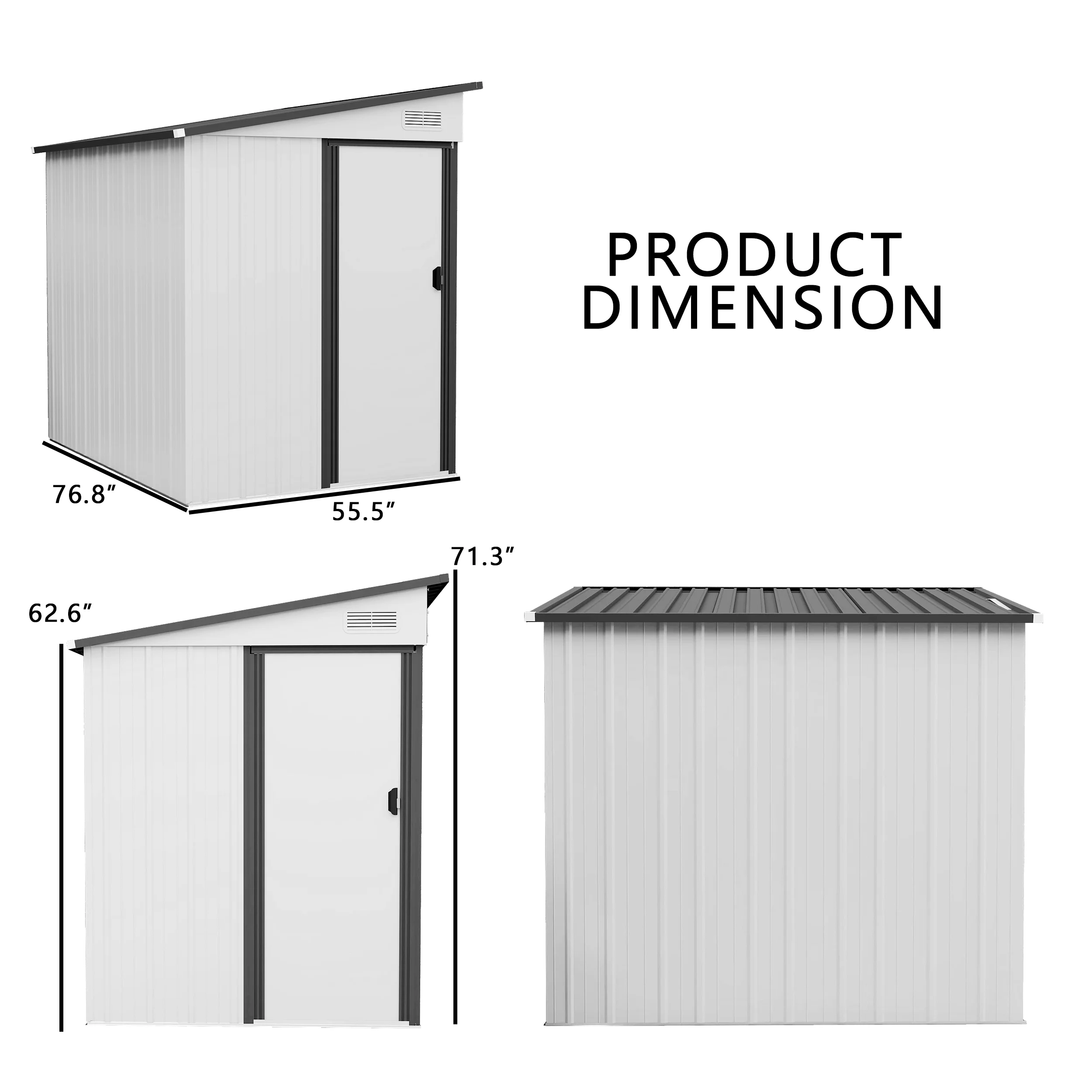 Storage Shed 5X7ft, Outdoor Lean-to Metal Storage Sheds with Pent Roof