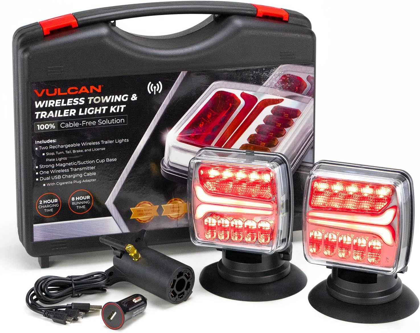 VULCAN Wireless LED Towing And Trailer Light Kit For Trucks, Trailers, RVs, SUVs And Boats