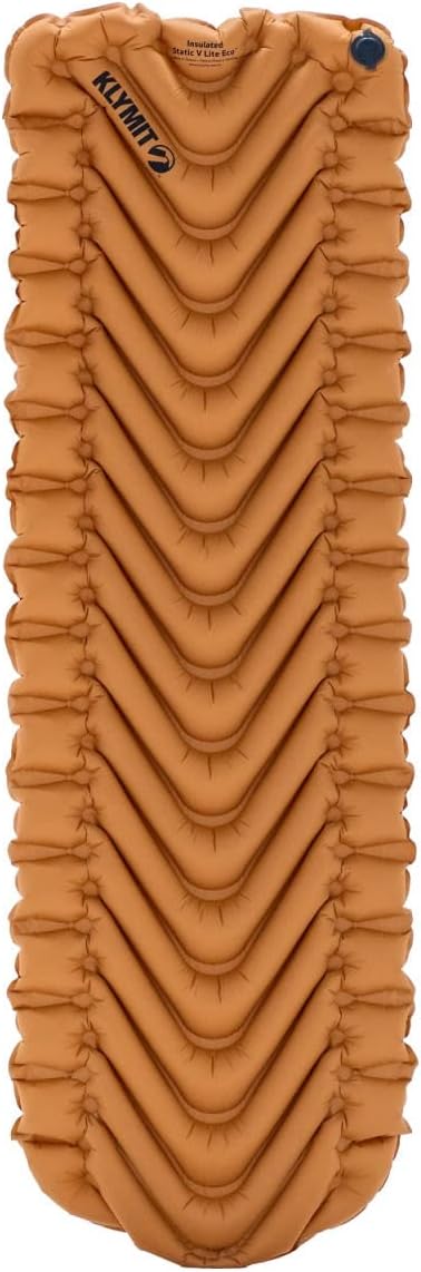 Klymit Insulated Static V Lite ECO Sleeping Pad Lightweight 4-Season Inflatable Camping Pad - BlueSign Approved Fabric