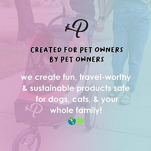 Petique Trailblazer Pet Jogger/Stroller, Bike Trailer, Shock Absorbing Bike Wheels, Large Entry Way, Peek-a-boo Window, Small/Medium/Large Dogs, Cats and Pets, Supports up to 77LBS - Mars (Red)