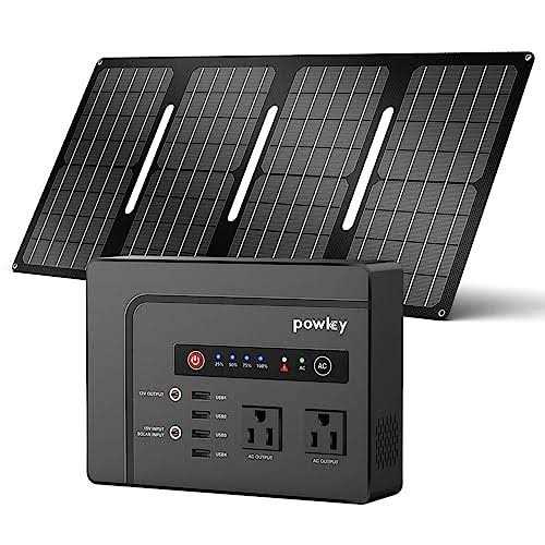 Powkey Solar Generator with Panel 146Wh/200W Portable Power Station with Solar Panel 40W