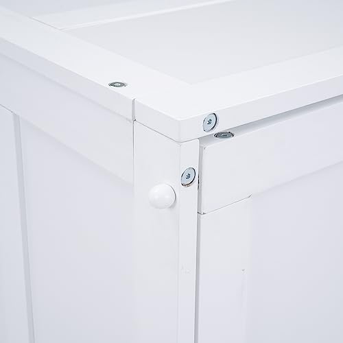 Queen Size Murphy Bed with Rotable Desk, Floor Low Murphy Bed with Desk, Wood Murphy Bed Folding Wall Bed for Home Office Small Room, White