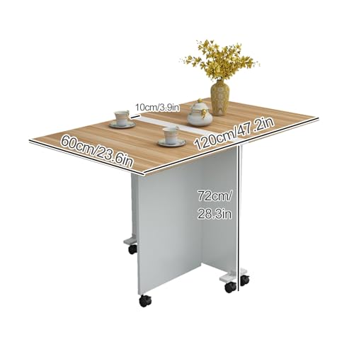 Space Saving Folding Dining Table, Extendable Butterfly Table, Drop Leaf Dining Table with 6 Wheels, Multifunction Folding Dining Table, Foldable in 3 Forms, for Restaurant, Kitchen, Bedroom ( Color :