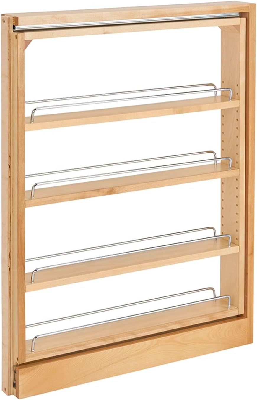 Rev-A-Shelf 432-BF-3C 3 Wood Base Cabinet Pullout Filler Organizer with Adjustable Shelves