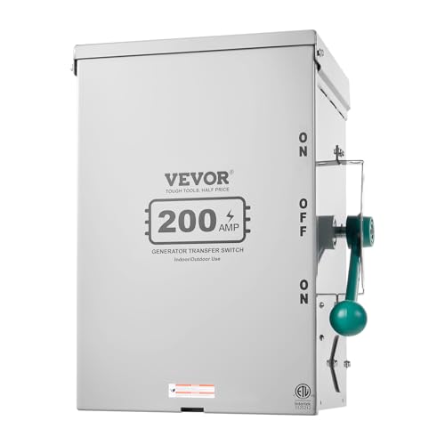 VEVOR 200A Generator Transfer Switch, 48000W Manual Transfer Switch, Heavy Duty Double-Throw Power 120/240V, Meeting NEMA 3R Standards, for Outdoor, Indoor, and Portable Generator ETL Certification