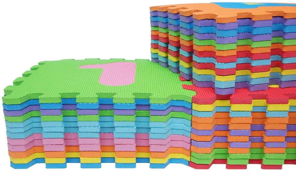 Kangler Kids Foam Puzzle Play Mat (36-Piece Set) 12X12 Inches Interlocking Floor Tiles with Alphabet and Numbers Pack of 2