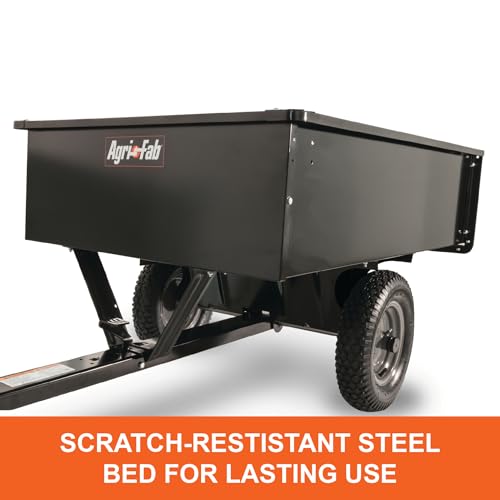 Agri-Fab 45-0101 Steel Utility Lawn & Garden Dump Cart, For Riding Lawn Mowers, 12 cu ft/750# Capacity; 16" Pneumatic Wheels, Easy Foot-Lever Dumping