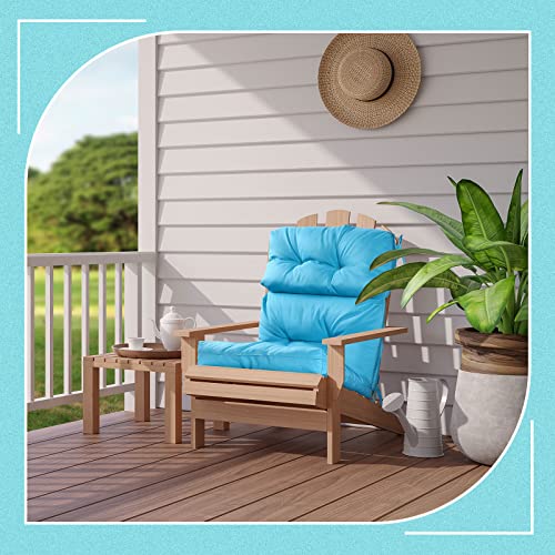 Mixweer 6 Pack Outdoor/Indoor High Back Chair Cushion Waterproof Rocking Chair Pads Tufted Seat/Back Chair Cushion Weather Resistant Adirondack Chair Cushions for Outdoor Patio Furniture (Blue)