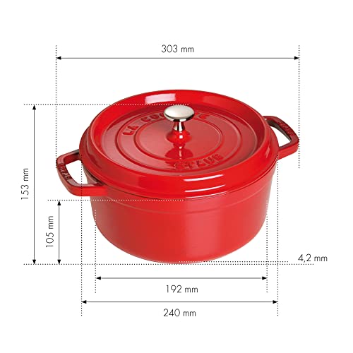 Staub 4 Qt. Round Cocotte-cherry Red