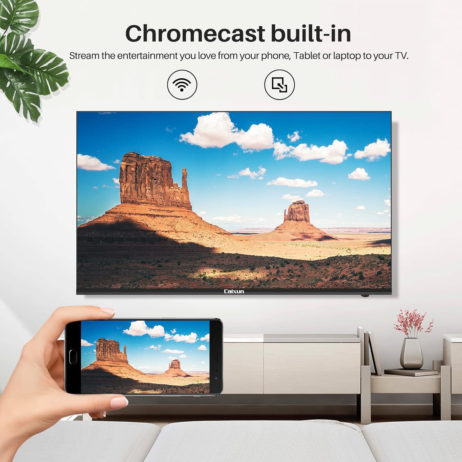 Caixun EC50S1A, 50 inch 4K UHD HDR LED Smart Android TV with Google Assistant (Voice Control), Screen Share, HDMI, USB, Wi-Fi, Bluetooth(2021 Model)