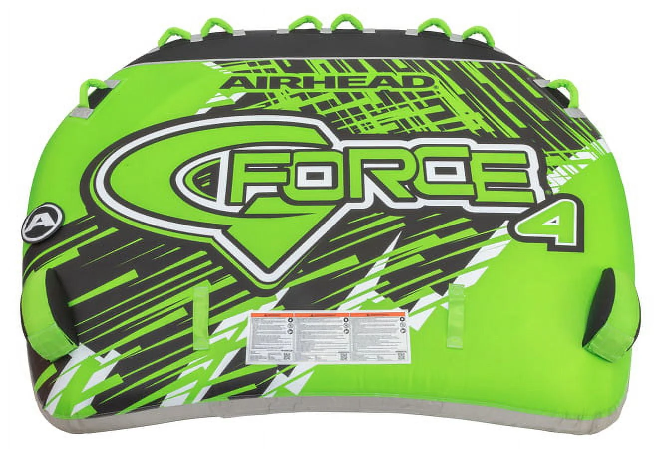 Airhead G-Force 4-Person Seating Capacity Towable Boat Tube Float, Heavy-Duty Nylon, Green