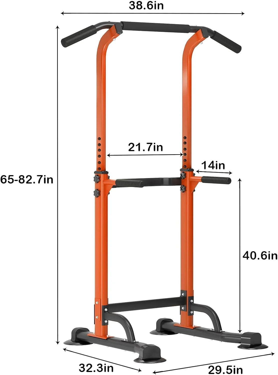 SOGES Height Adjustable Power Tower Dip Stands Pull up Bar Strength Training for Home Gym Black