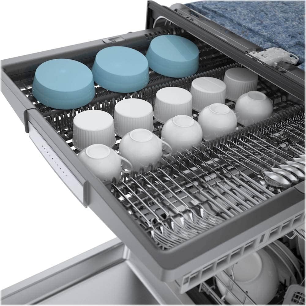 Bosch SHEM78ZH5N 24" 800 Series Smart Built-in Recessed Handle Dishwasher with 16 Place Settings, Flexible 3rd Rack, Home Connect and 42 dBA in Stainless Steel