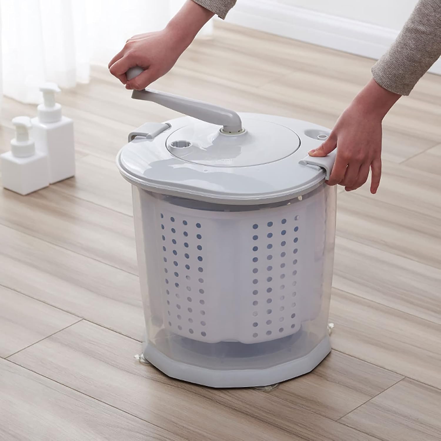 Washing Maching, Hand Crank Washing Machine Manual Washer with Detachable Wash Basket Portable Washing Maching 1200rpm Rotating Speed & Fast Dehydration Easily Washer for Dormitory Apartment Camping