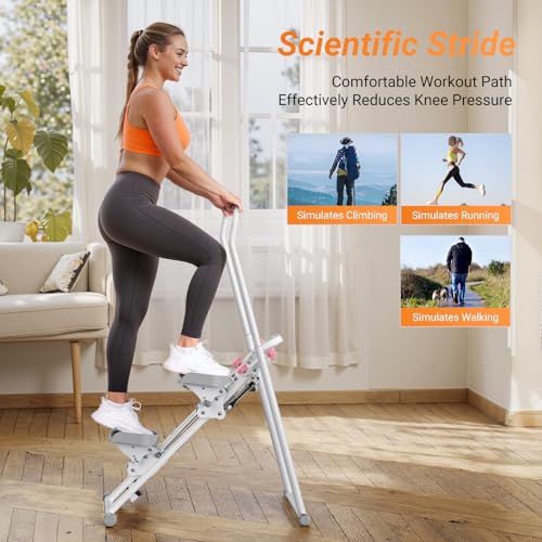 MERACH Stair Stepper for Home Gym Exercise, New Version Vertical Climber Machine for Full-Body Workout, Compact Folding Cardio Exercise Climber with Extended Step Range, Adjustable Handlebar & Pedals