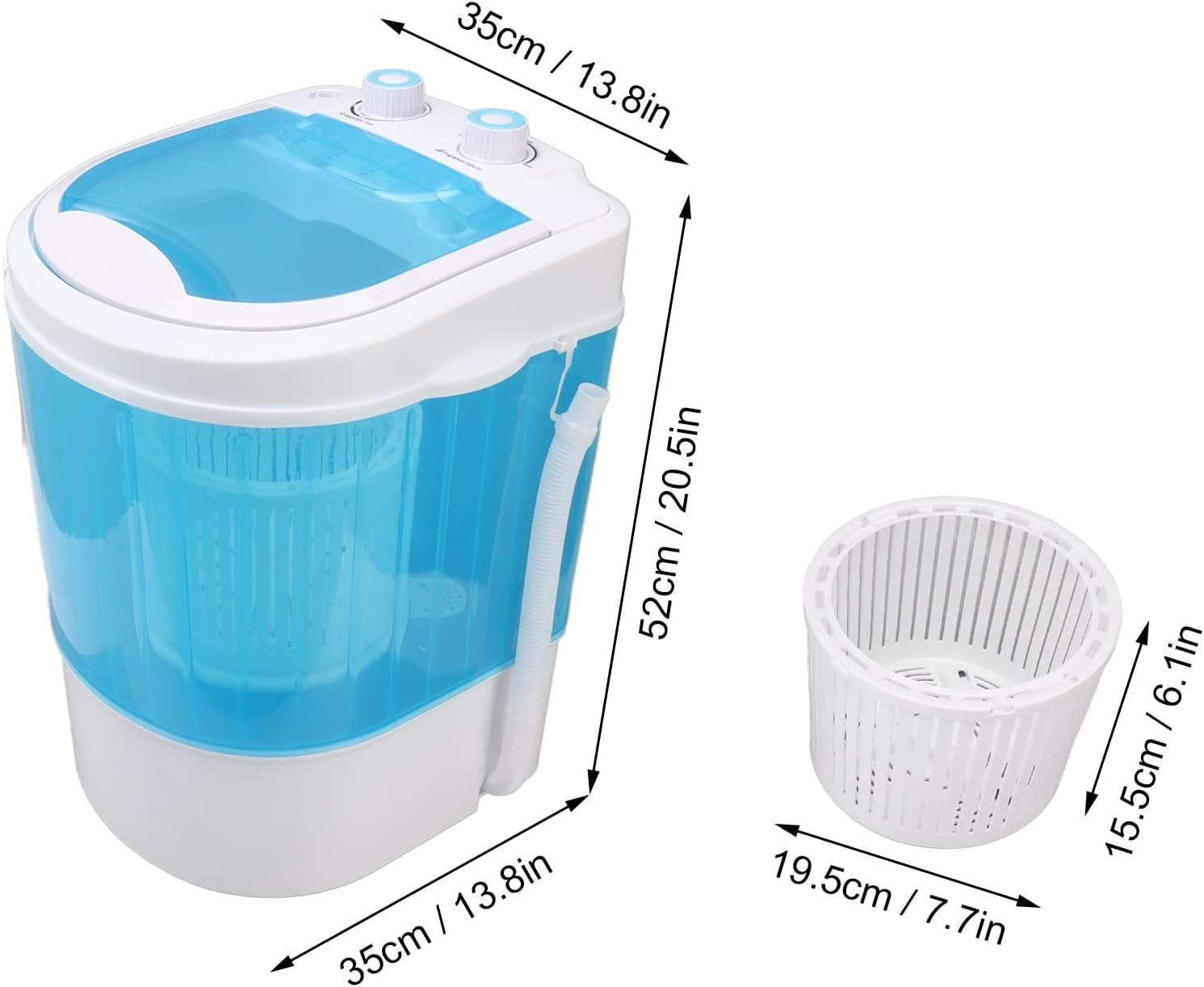 Portable Washing Machine, Mini Washer and Dryer Combo, Mini Top Load Washing Machine Washer Spinner for Camping, RV, Travel, Lightweight and Easy to Carry