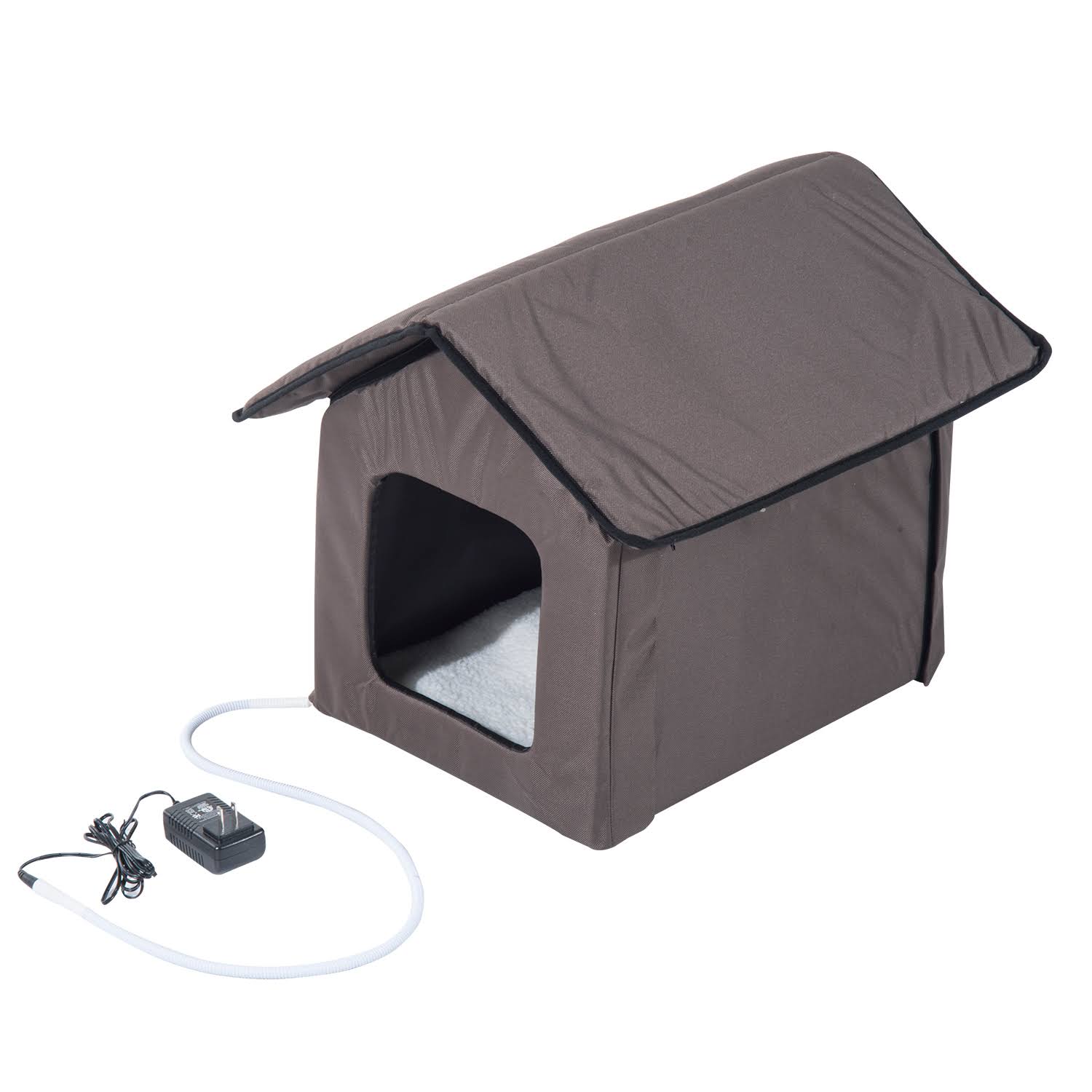 PawHut Outdoor Heated Cat House - Brown
