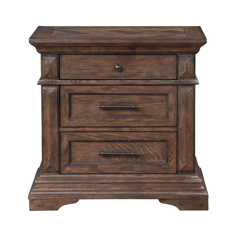 New Classic Furniture Mar Vista Solid Wood 3-Drawer Nightstand in Brushed Walnut