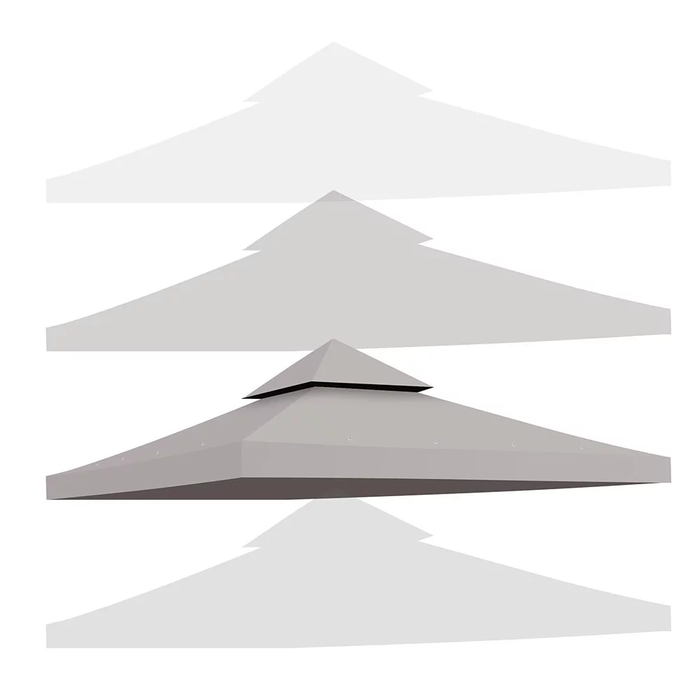 Yescom 10'x10' Gazebo Top Replacement for 2 Tier Outdoor Canopy Cover Patio Garden Yard Grey Y00910T09