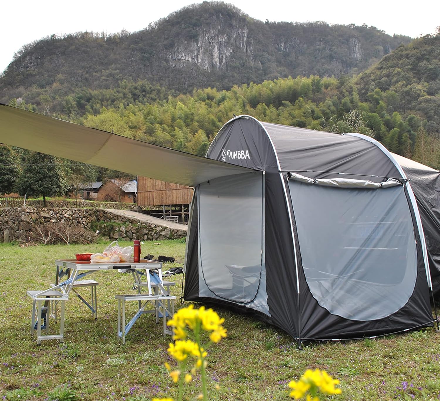 SUV Tents for Camping with Tall Hall - Car Tent with Screen Room - Car Camping Tents Outdoor Camping Tent Screen Tent (Black)