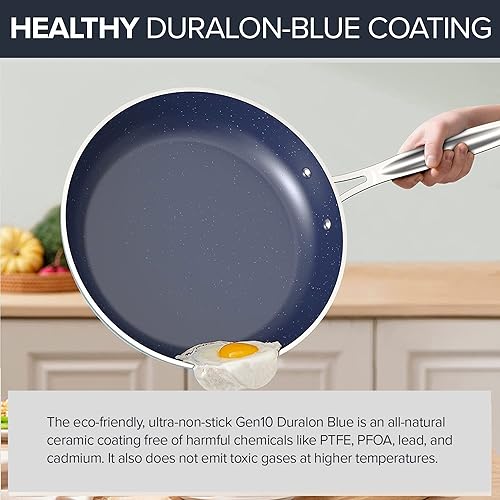 Nuwave 7pc Cookware Set Healthy Duralon Ceramic Nonstick Coated, Scratch-Resistant, PFAS Free, Oven Safe, Induction Ready, Glass Lids & Stay-Cool Handle