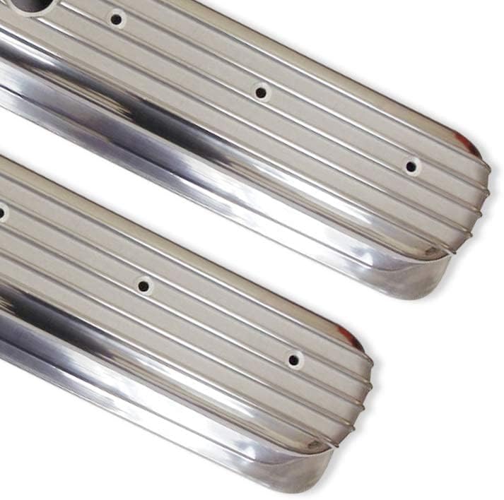 DEMOTOR PERFORMANCE For Chevy 350 Retro Half/Partial Finned Vortec & TBI Valve Covers 15" Air Cleaner Dress Up Kit