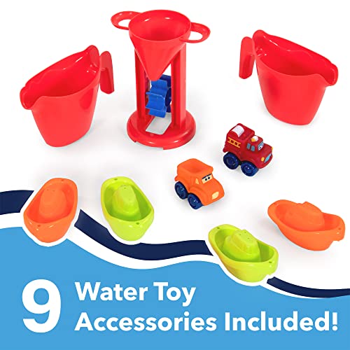 Simplay3 Big River and Roads Water Play Table, Outdoor Activity Table with Track Toys for Toddlers and Kids, 9 Accessories Included, Made in USA