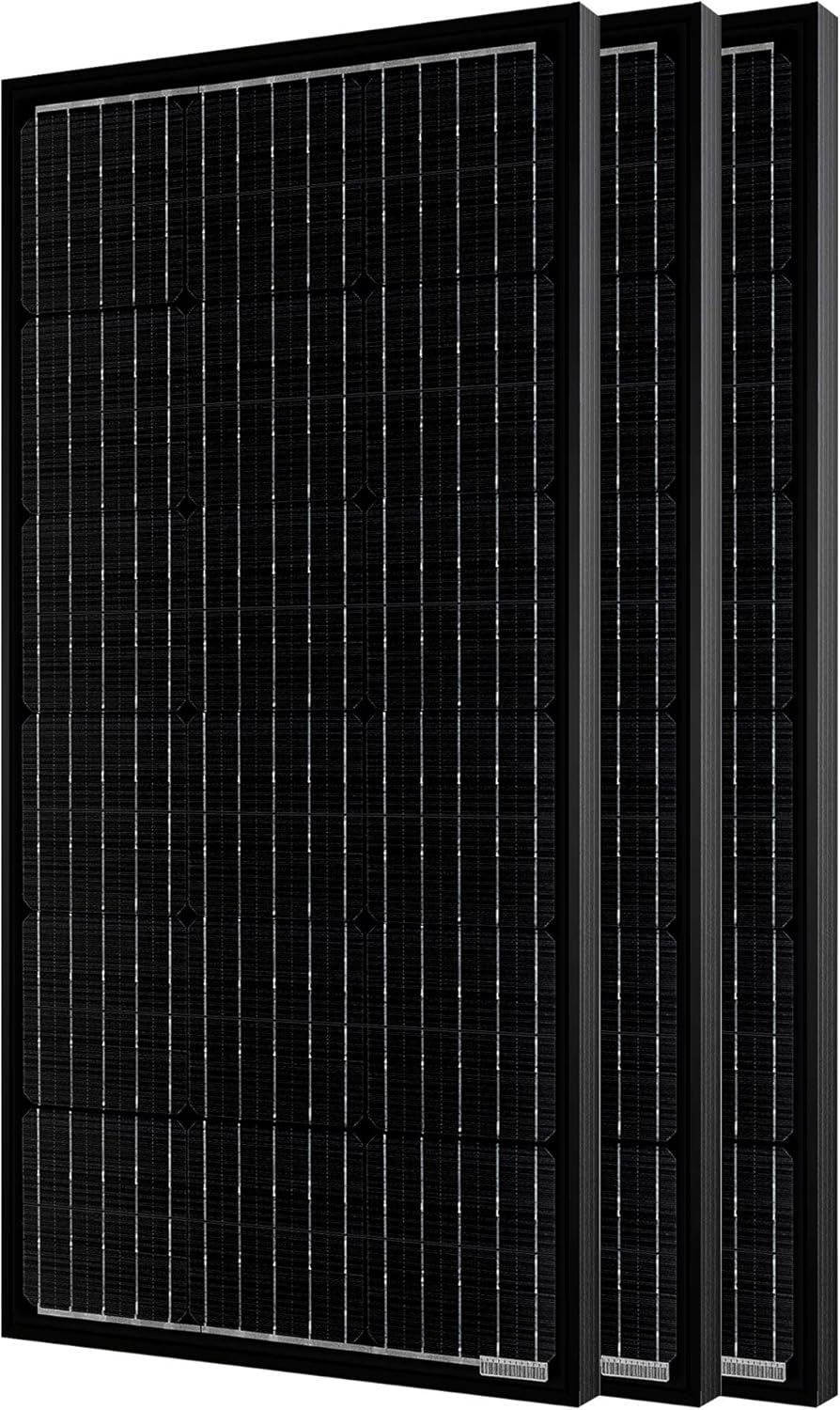 PowerECO 200 watt Solar Panel，High Efficiency Black PV Module Power 200W Mono RV Solar Panel for 12 Volt System,RV Marine Boat Cabin and Other Off Grid System (1 Pack)