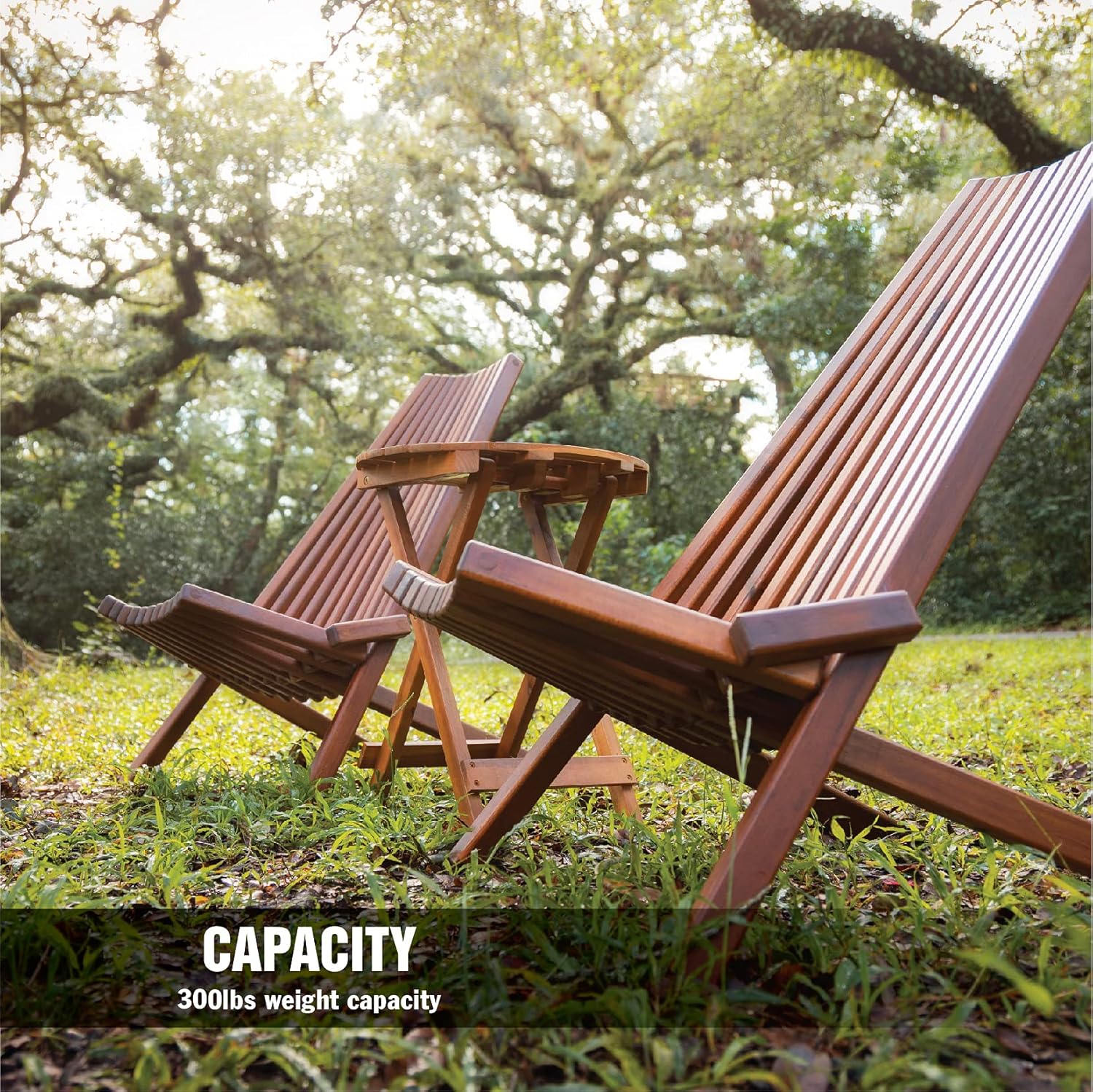 Melino Folding Wooden Outdoor Chairs - Low Profile, Acacia Wood Outdoor Lounge Chair, Stylish Wooden Folding Chair, Cinnamon - Great Wooden Patio Chair, Acacia Wooden Folding Chair for Your Home