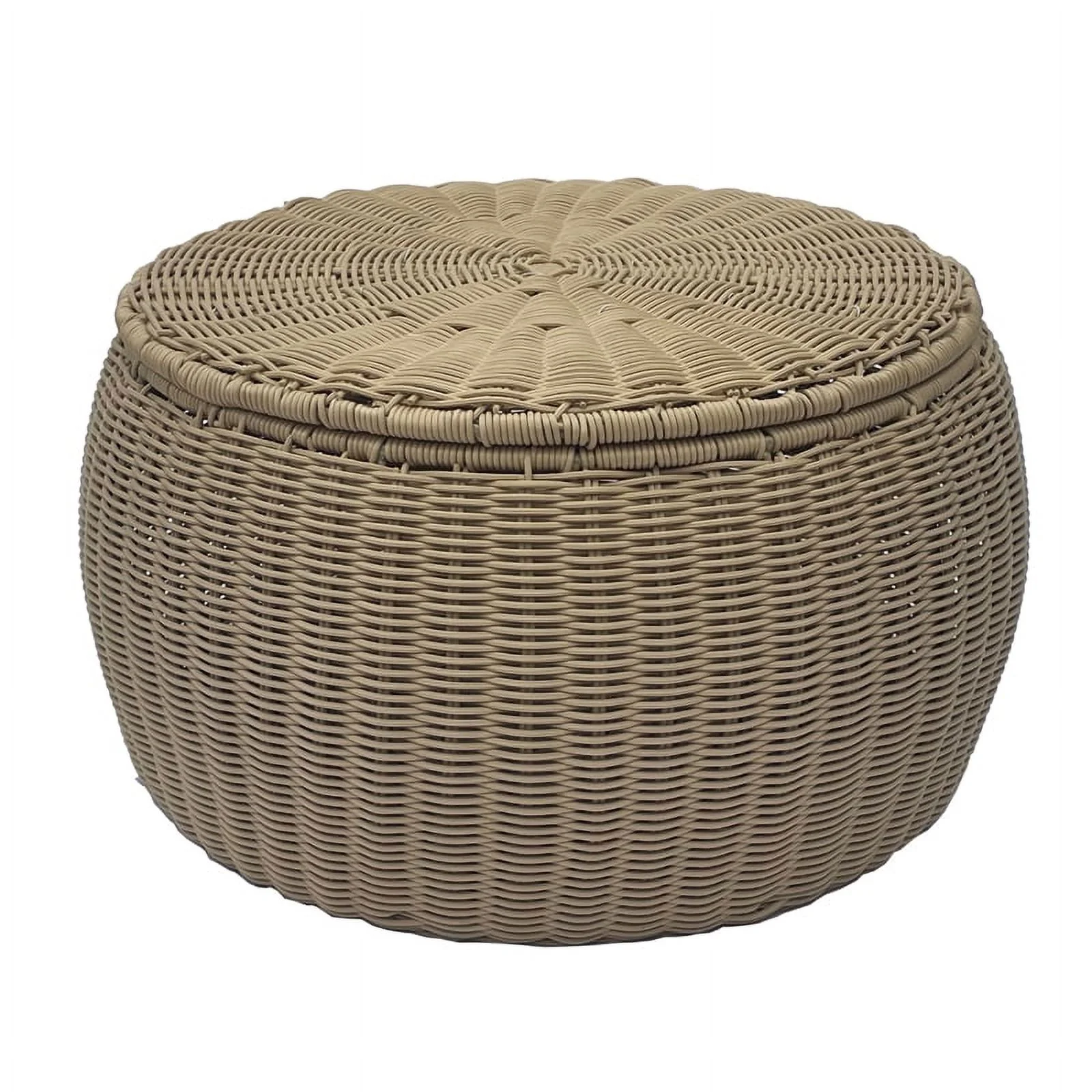 ELE Light & Decor Wicker / Rattan Footstool with Storage Seat in Tan/Beige