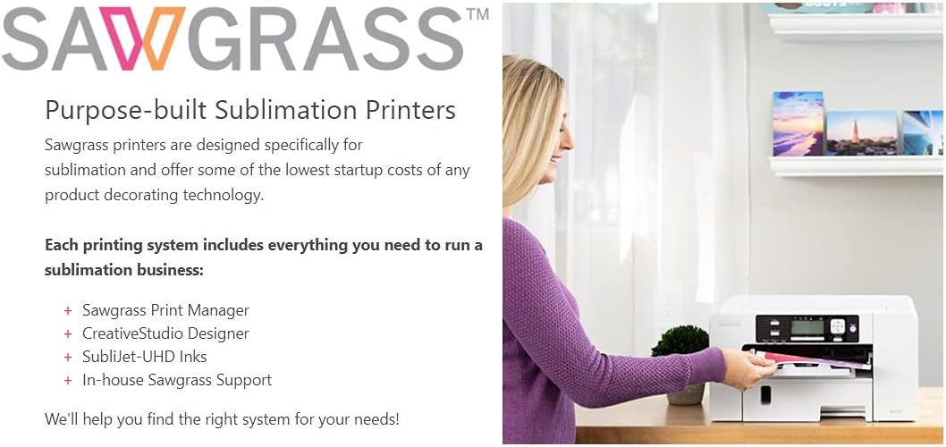 Sawgrass SG500 Sublimation Printer - Bundle - with Starter kit of SUBLIJET UHD Inks - and 220 Sheets of SUBLIMAX Brand Sublimation Paper (Made in Japan). Creative Studio Software Included.