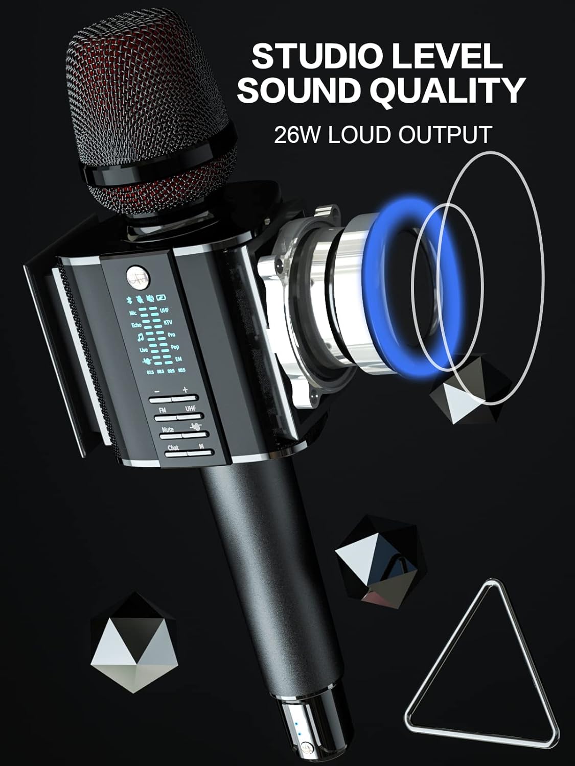 BONAOK Karaoke Microphone,2022 Version Bluetooth Wireless UHF Karaoke Mic Speaker, Portable Handheld Karaoke Machine Compatible with Car/Phones/PC G20 Black