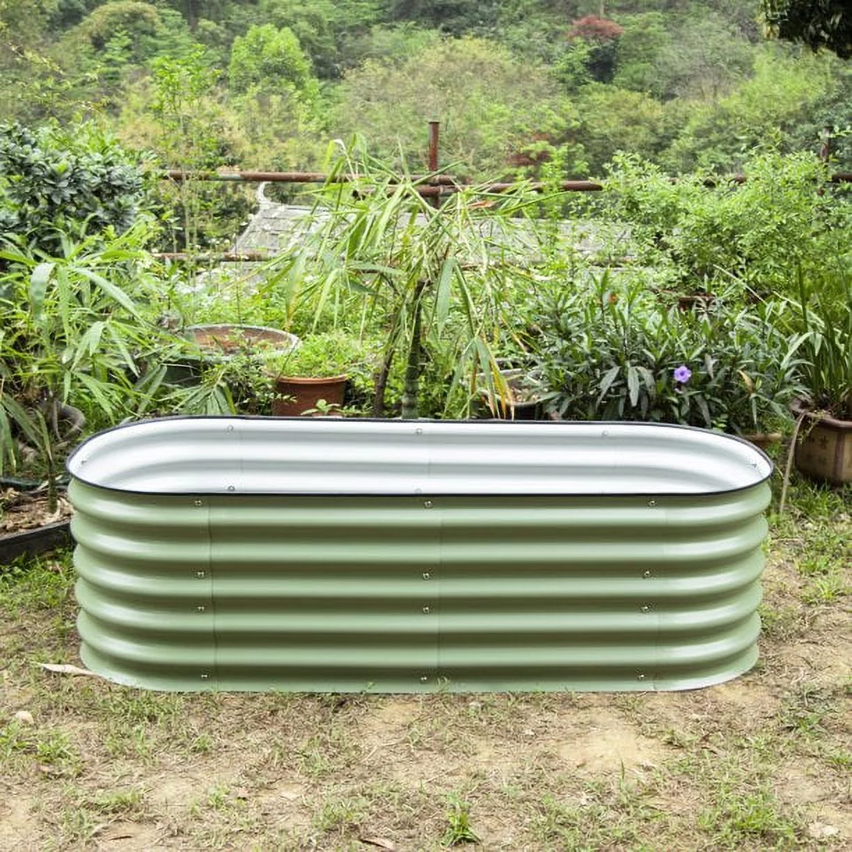 VEGEGA 17" Tall 5'X2' Metal Corrugated Raised Garden Bed Kit , Planter Box for Vegetables, Flowers, Herbs - Green (4in1)