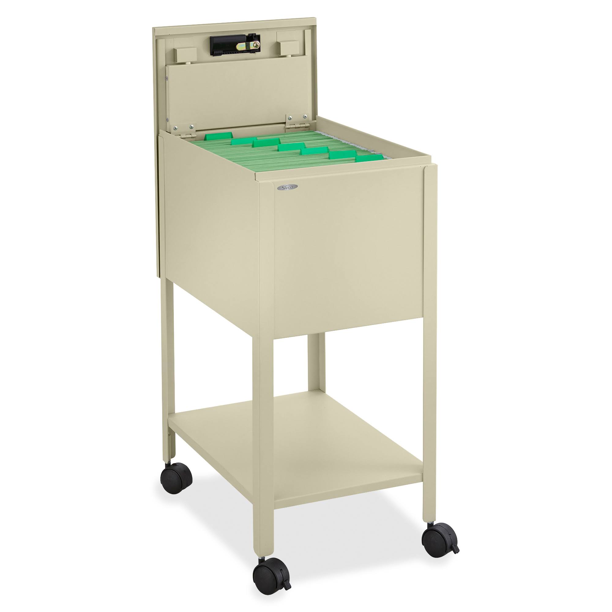 Safco Standard Mobile Tub File with Lock, Letter Size Putty