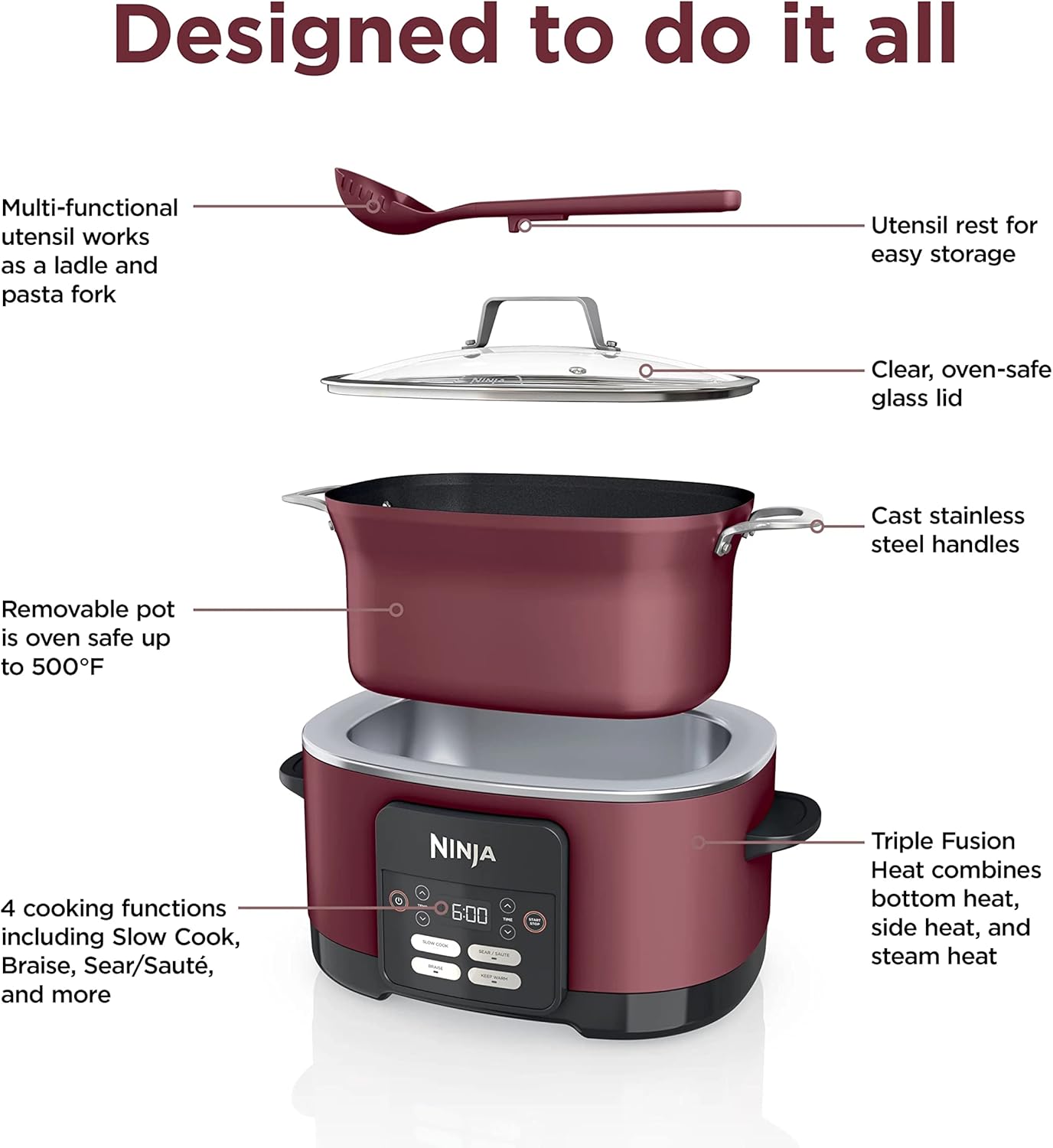 Foodi PossibleCooker 8.5Quart Multi-Cooker, with Slow Cooker, Pressure Cooker MC1000