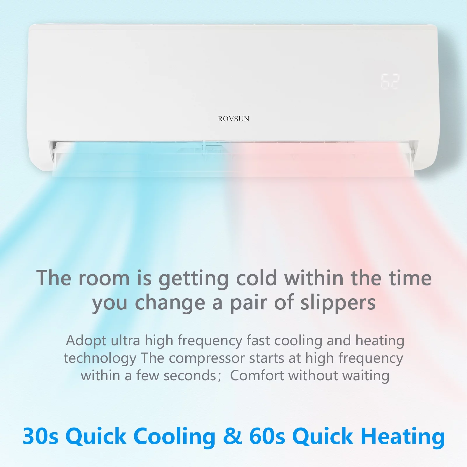 ROVSUN 9,000 BTU Mini Split AC/Heating System with Inverter, 19SEER 115V Energy Saving Ductless Split-System Air Conditioner with Pre-Charged Condenser, Heat Pump, Remote Control & Installation Kit