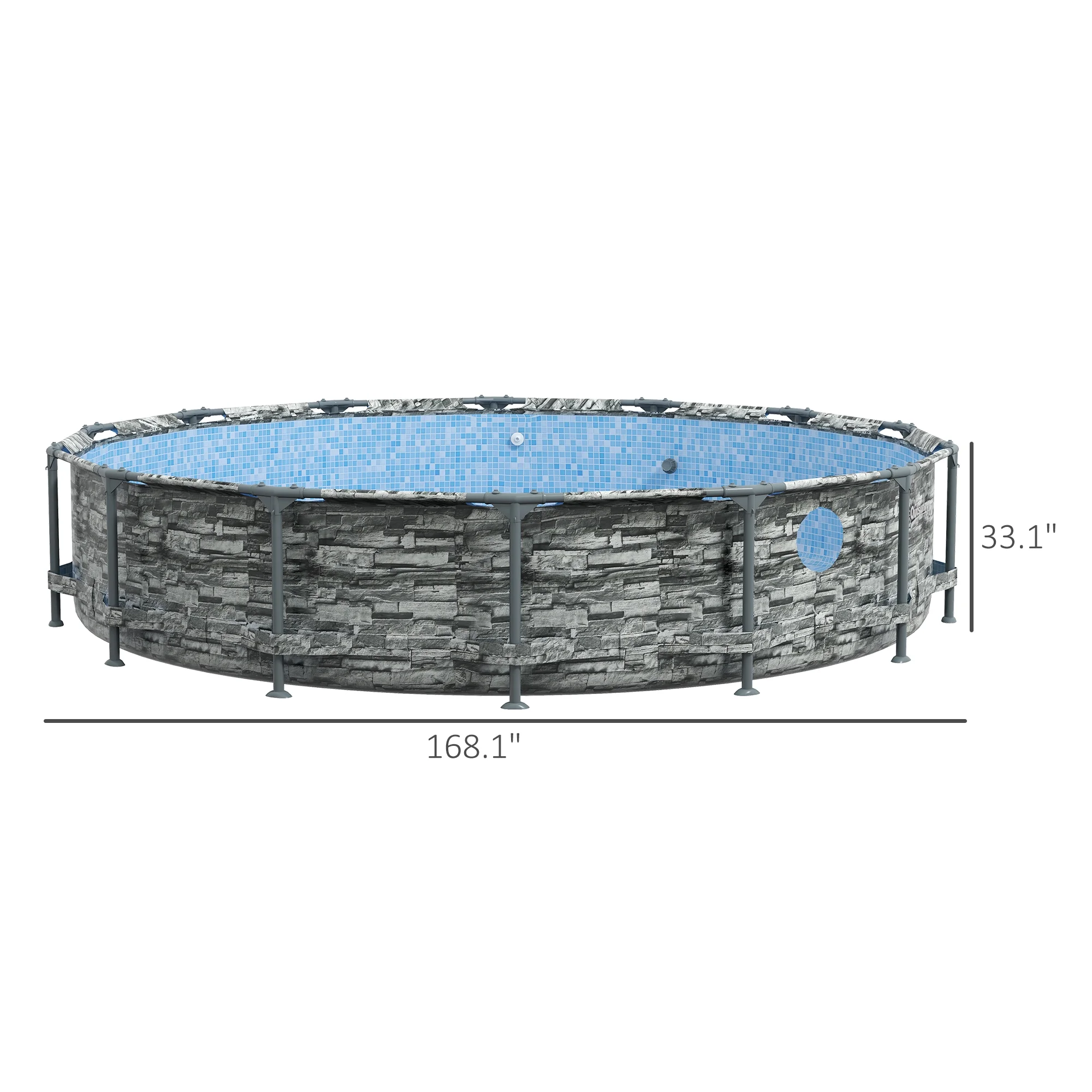 Outsunny 14' Above Ground Pool with Filter Pump, Steel Frame Pool, Brick