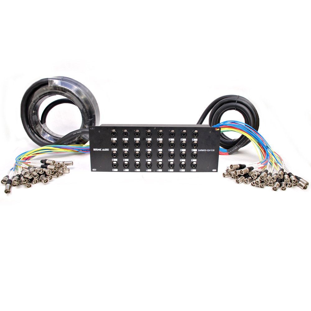 Seismic Audio Rack Mount 32 Channel TRS Combo Splitter Snake Cable-5' and 30' XLR Trunks (SARMSS-32x530)