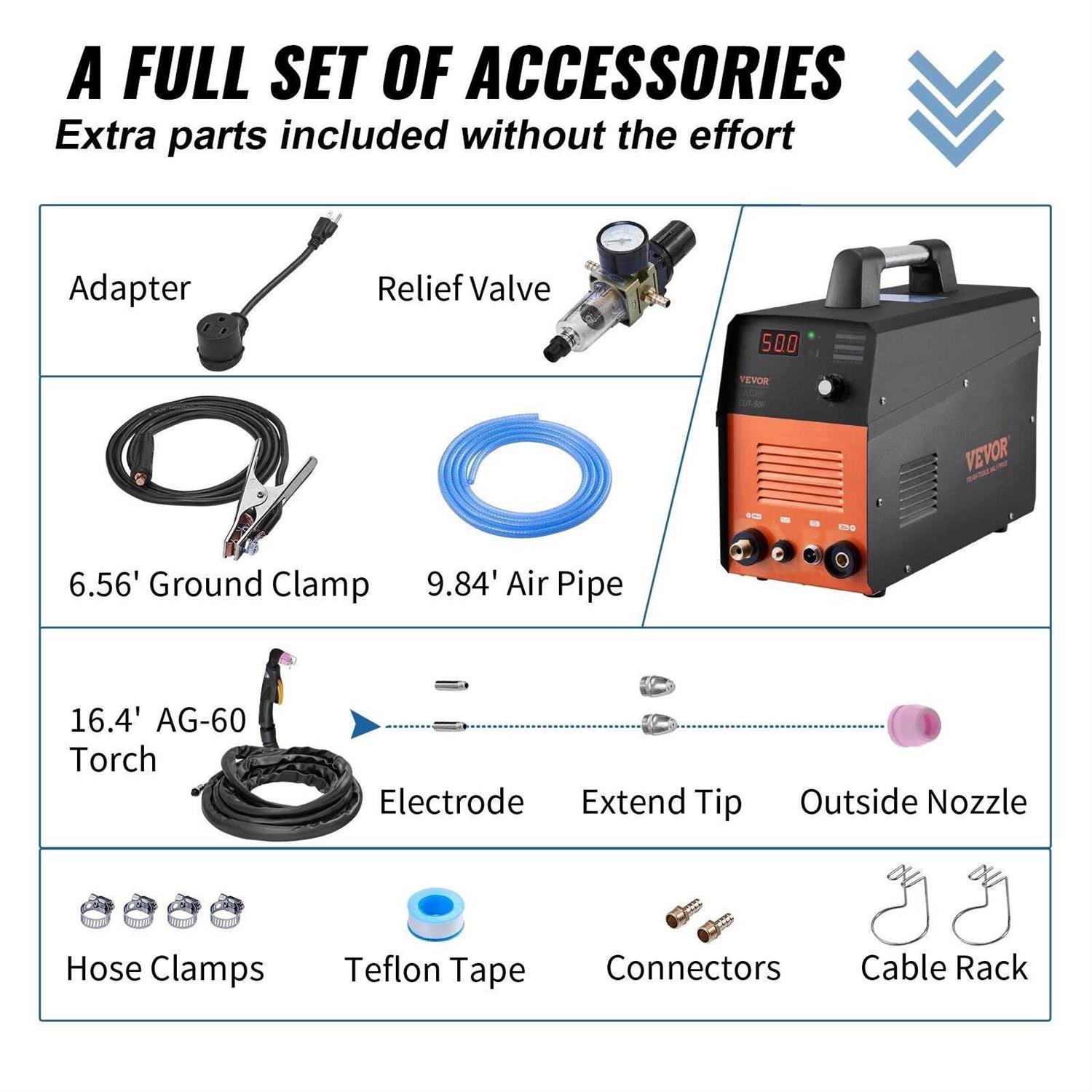 VEVOR Plasma Cutter 50Amp Non-Touch Pilot Arc Air Cutting Machine with Torch - Shop Hardware Tools Online Store