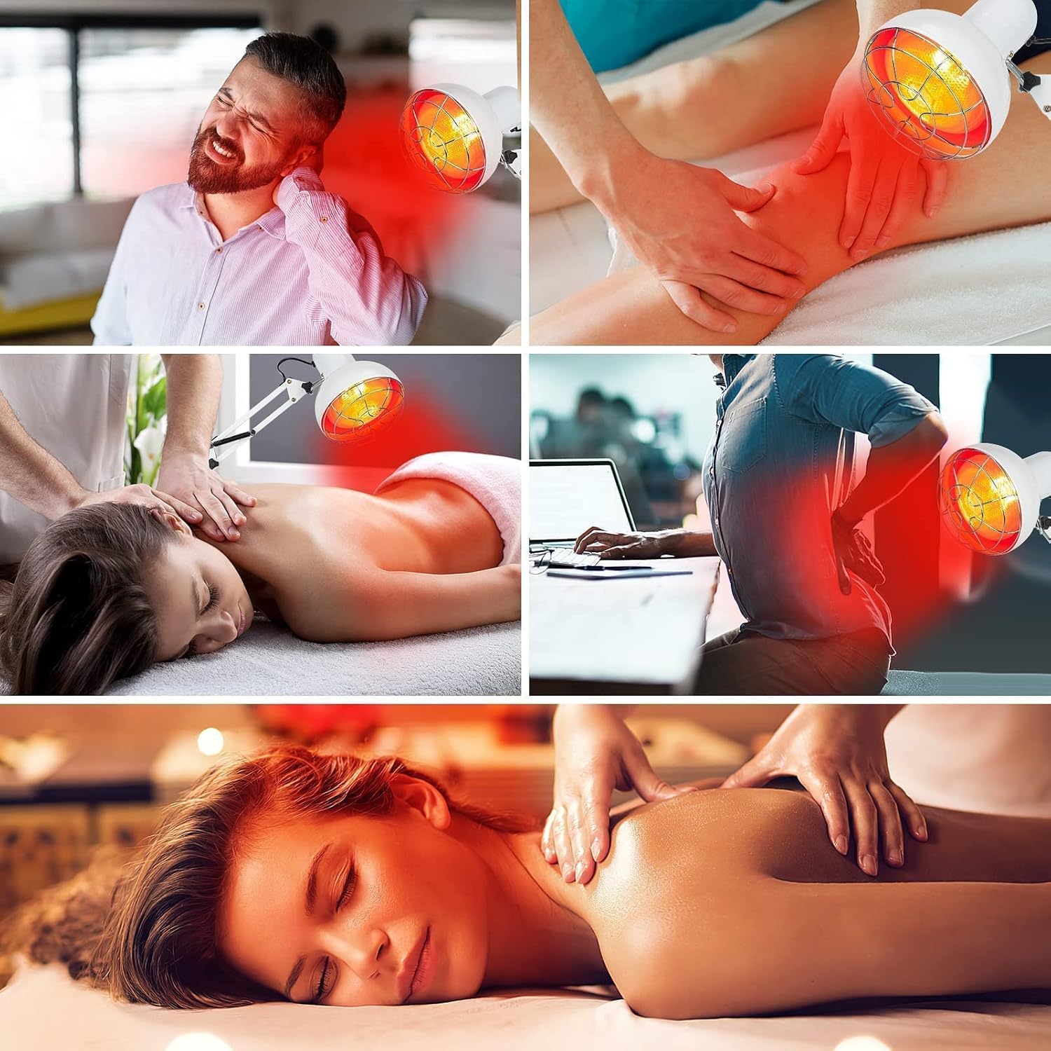 Red Light Therapy Lamp, Infrared Light Therapy Red Light & Near Infrared Light Set Heat Lamp, Infrared Lamp Therapy for Skin Care, Muscle Recovery, Body Pain Relief