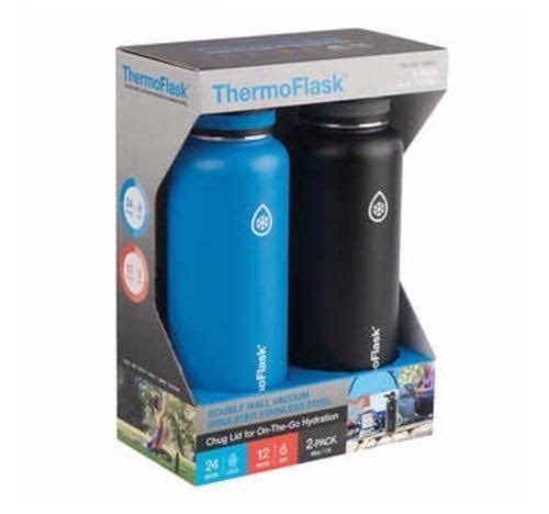 Takeya 59182 40 oz Thermoflask Black u0026 Silver - Pack of 2