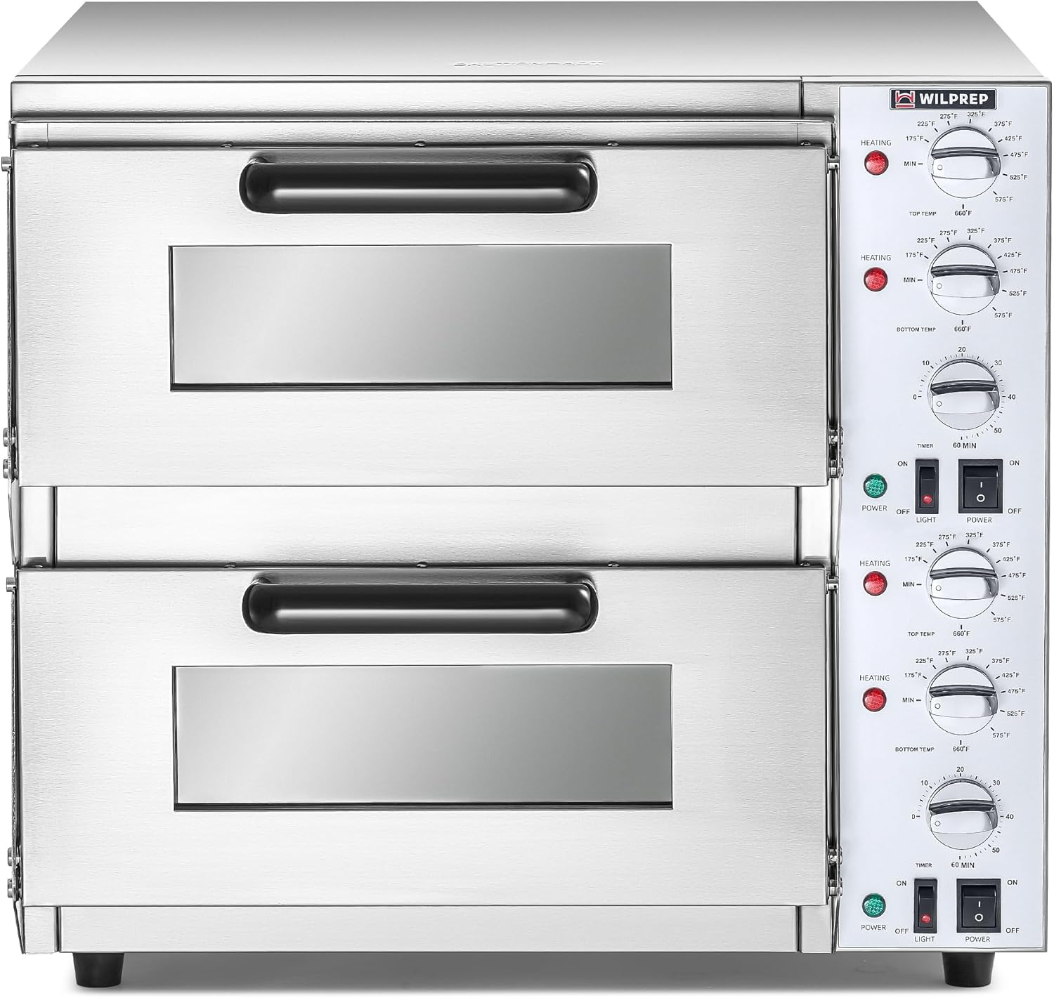 Countertop Pizza Oven for 16" Pizza, Single Deck Commercial Pizza Oven with Pizza Stone, 1.6kW Electric Pizza Oven with Adjustable Temp. Timer for Restaurant (16'' Double Deck Layer)