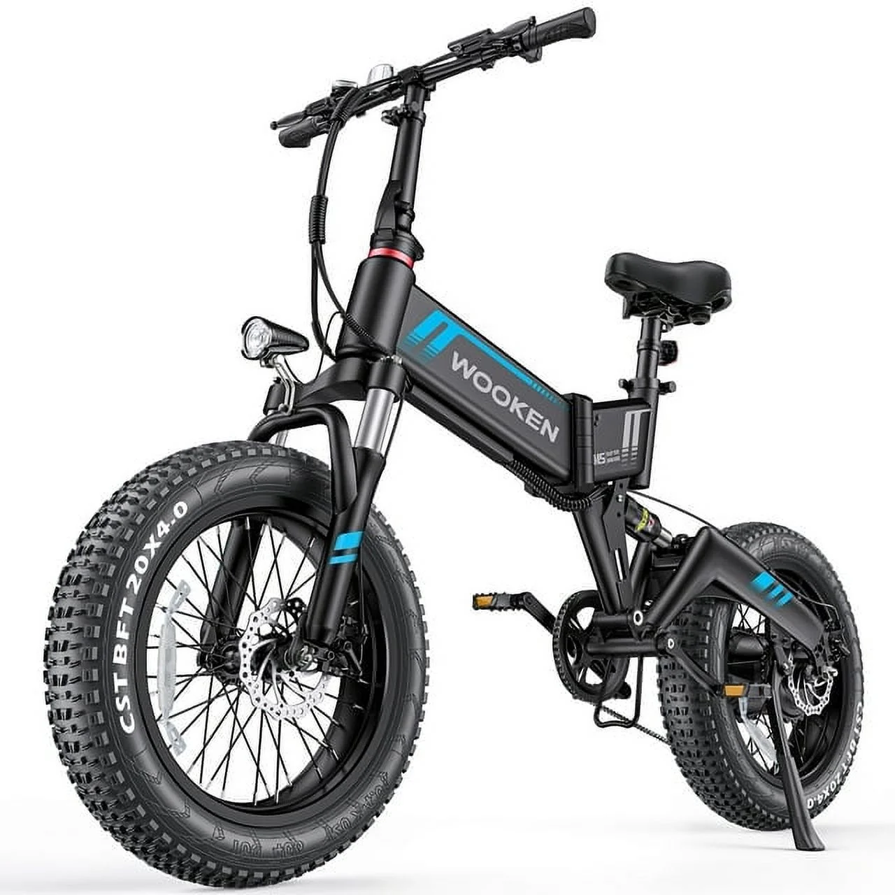 Wooken Electric Bike, 20''X4.0 Fat Tire Electric Bike for Adults, 500W 20MPH Foldable Electric Bicycle with 48V 10Ah Built-in Battery, Shimano 7 Speed Wheels Electric Bike, Dual Shock Absorber
