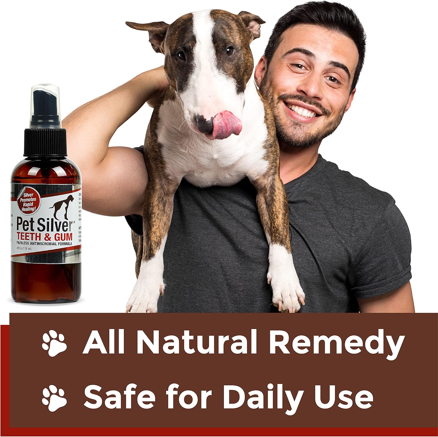 PetSilver Teeth & Gum Spray for Dogs and Cats with Chelated Silver, Made in USA, Vet Formulated, Natural Dental Care Solution, Control Tarter and Plaque, Clean Teeth Without Brushing, 2 Pack Pack of 2